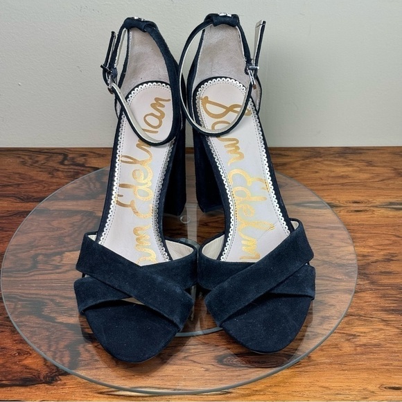 NEW Sam Edelman Yancy Ankle Strap Suede Heel Sandals - Picture 6 of 17